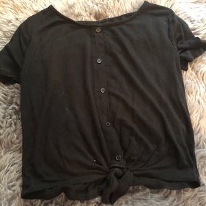 black buttoned t-shirt